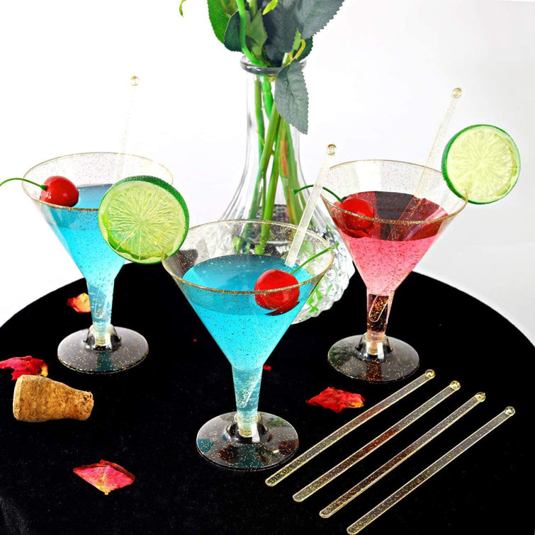 lameishuju Gold Glitter Plastic Martini Glasses Disposable Cocktail